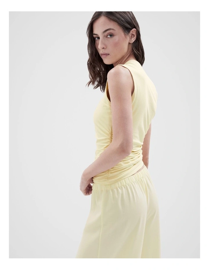 Ruched Detail Sleeveless Top in Yellow image 2