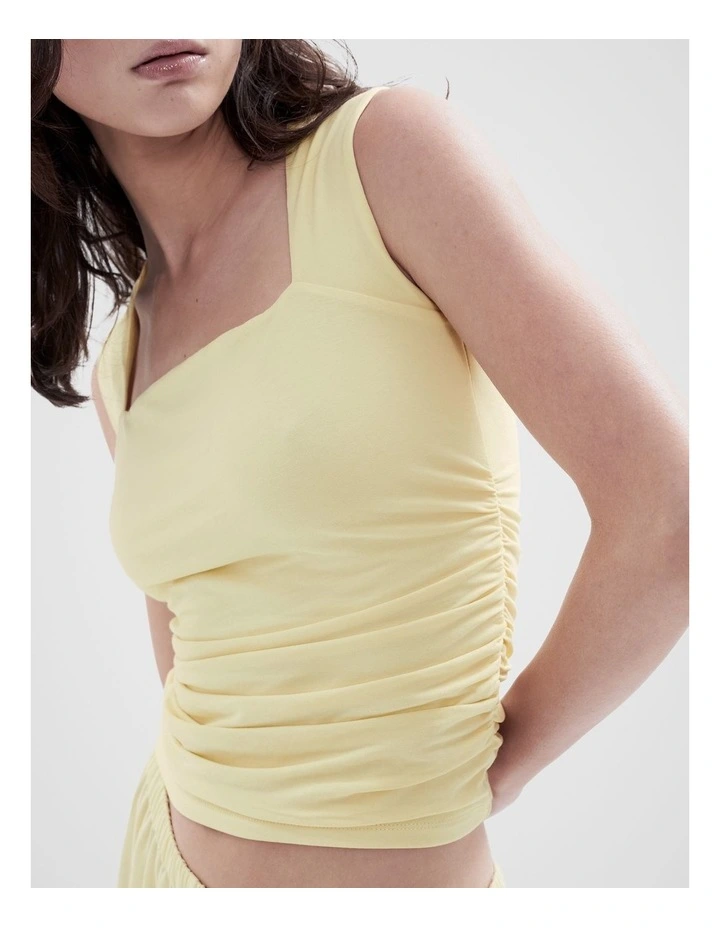 Ruched Detail Sleeveless Top in Yellow image 3