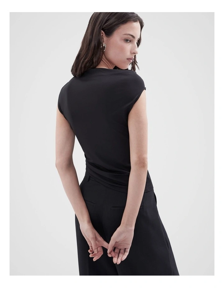 Drape Detail Top in Black image 2