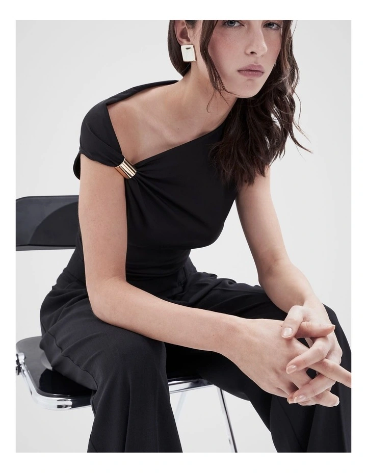 Drape Detail Top in Black image 3