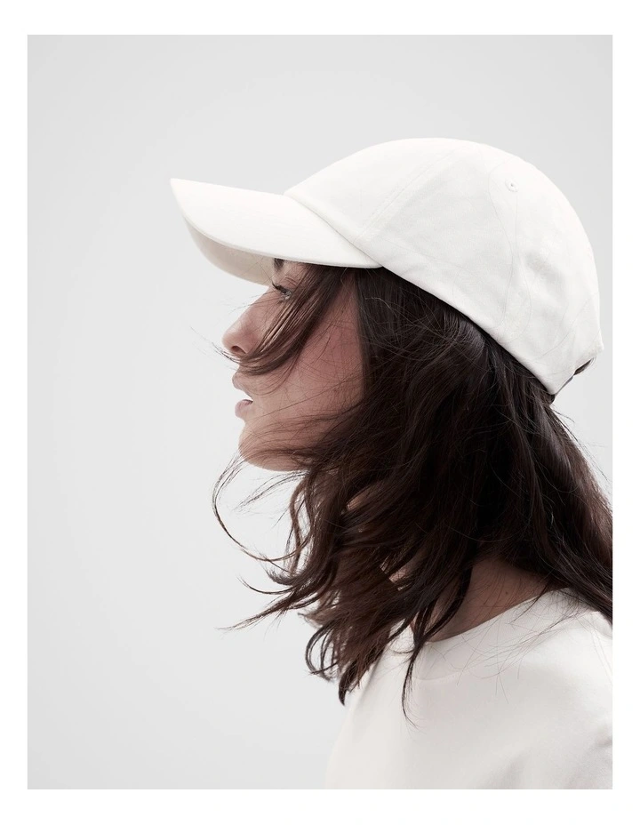 Canvas Baseball Cap in White image 2