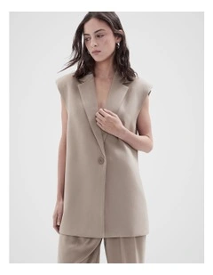 Oversized Sleeveless Blazer in Mink