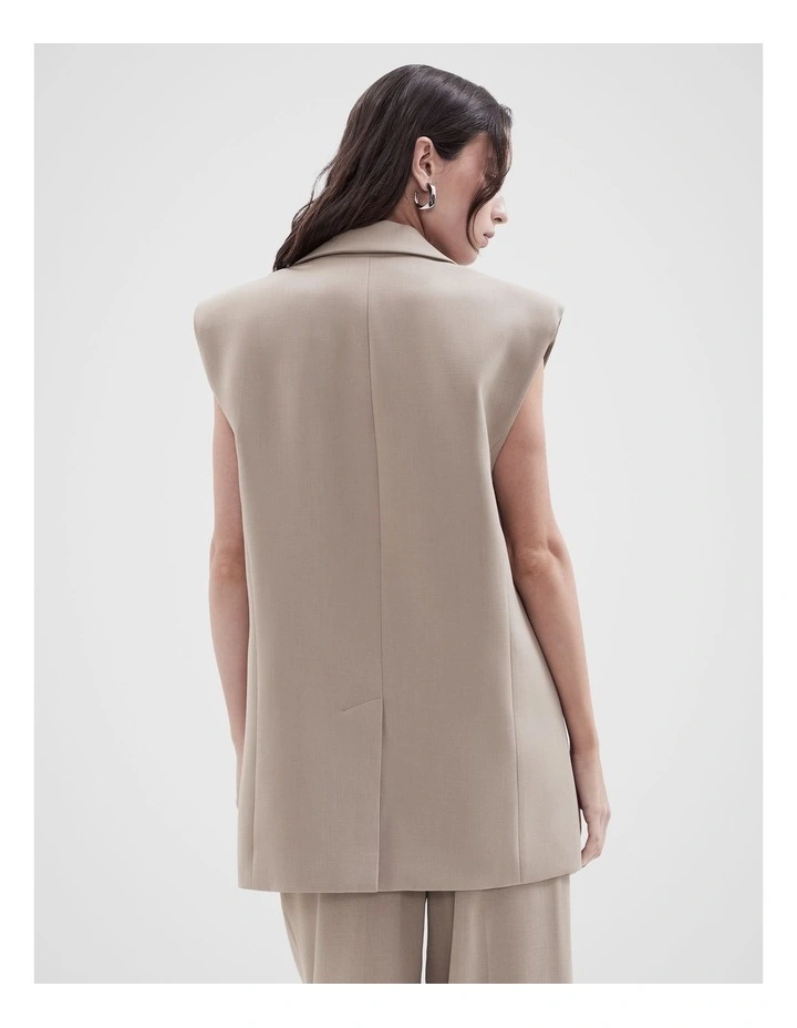 Oversized Sleeveless Blazer in Mink image 2