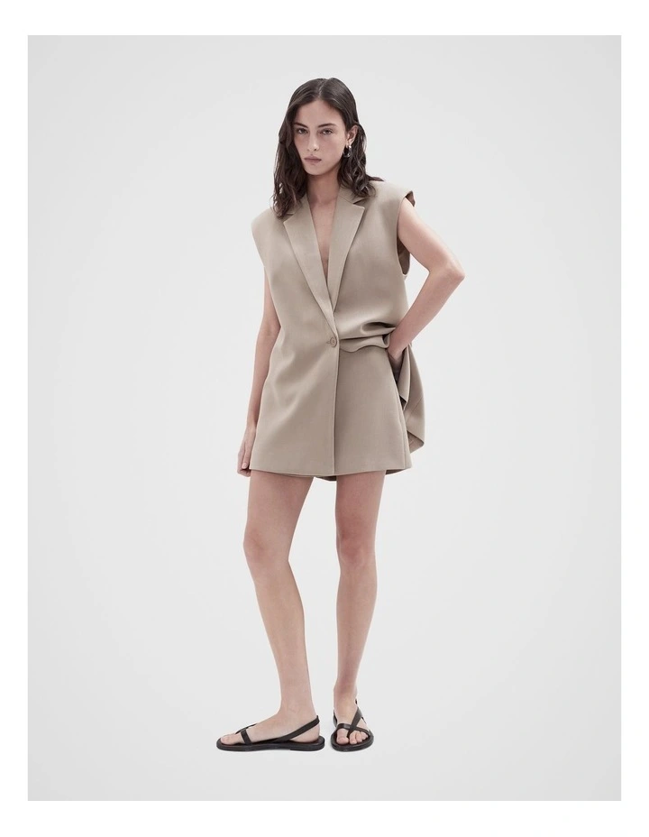 Oversized Sleeveless Blazer in Mink image 5