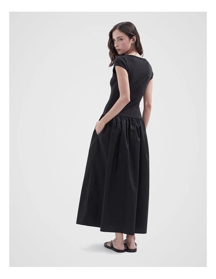 Cotton Spliced Dress in Black image 2