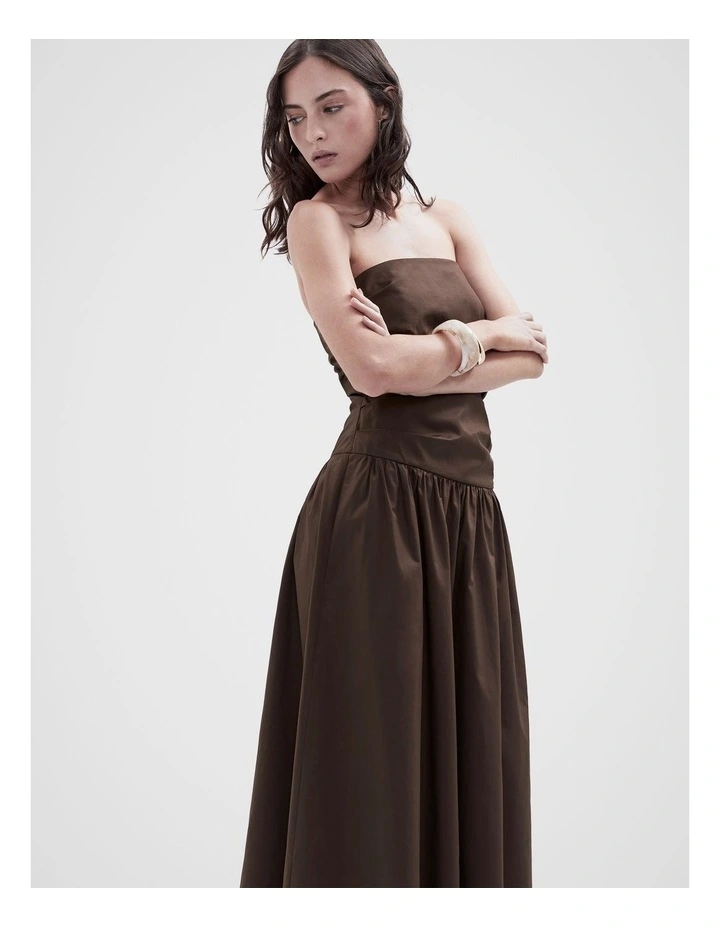 Strapless Maxi Dress in Mocha image 3