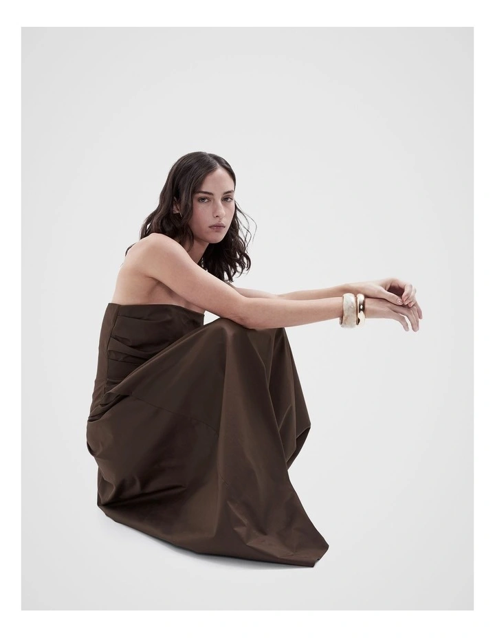 Strapless Maxi Dress in Mocha image 4