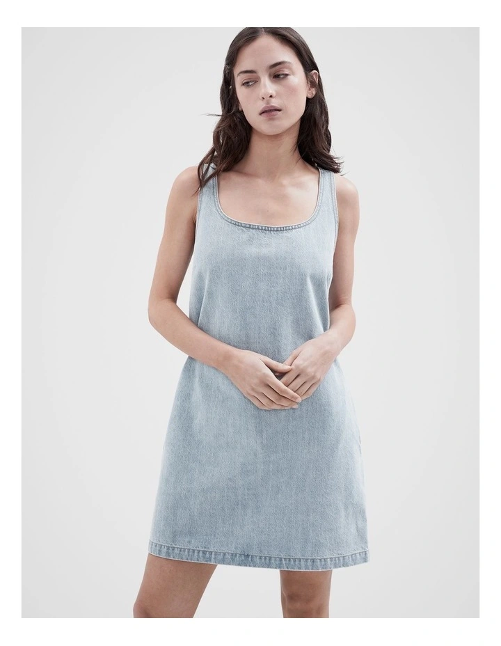 Denim Shift Dress in Blue image 1