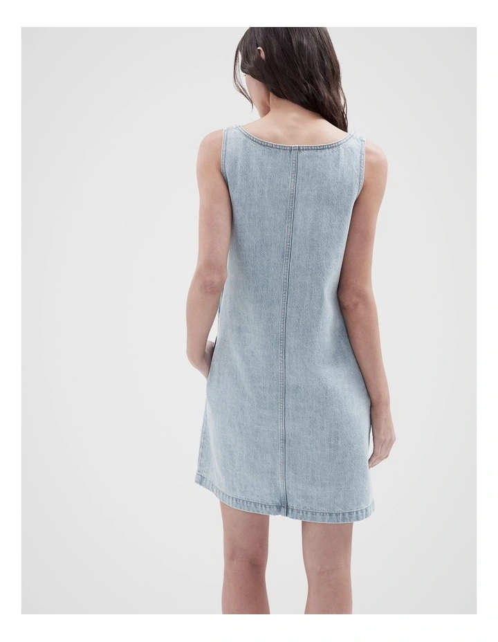 Denim Shift Dress in Blue image 2
