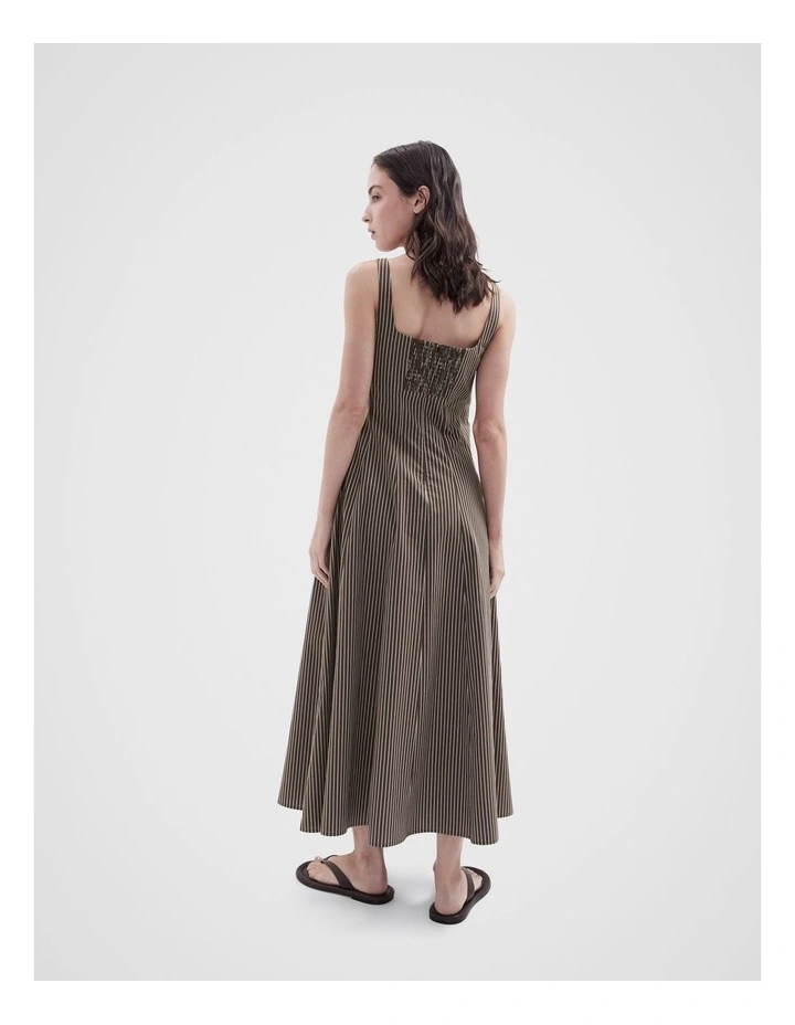 Stripe Balconette Midi Dress in Brown image 2