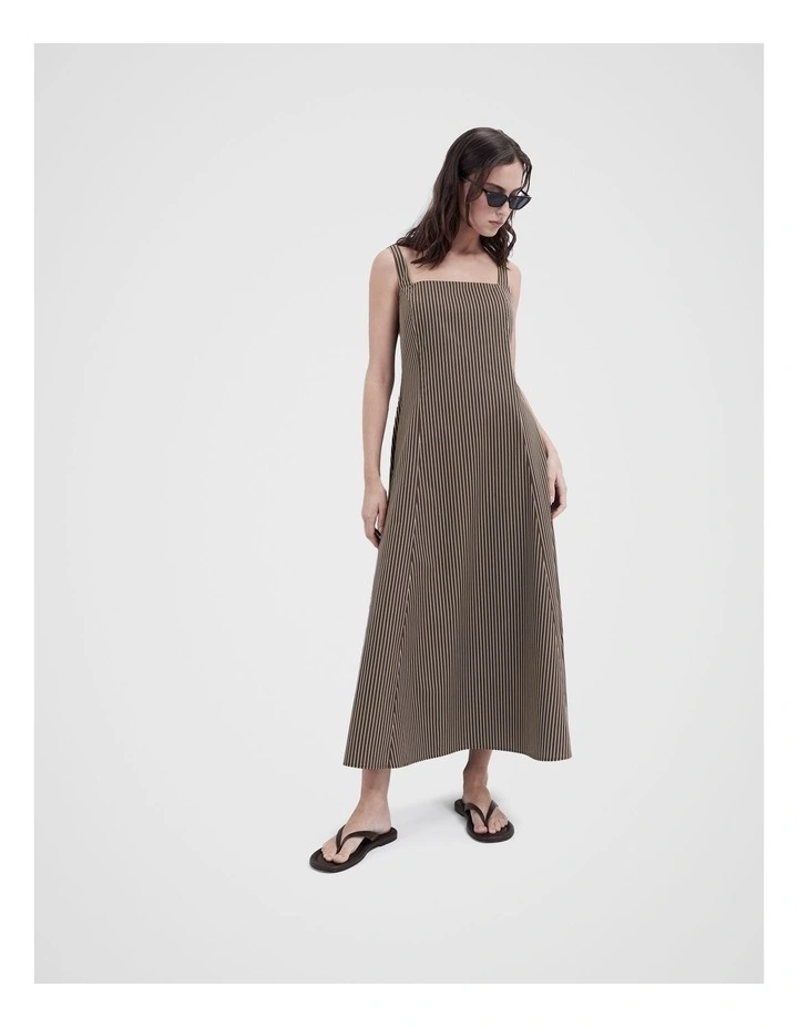 Stripe Balconette Midi Dress in Brown image 4