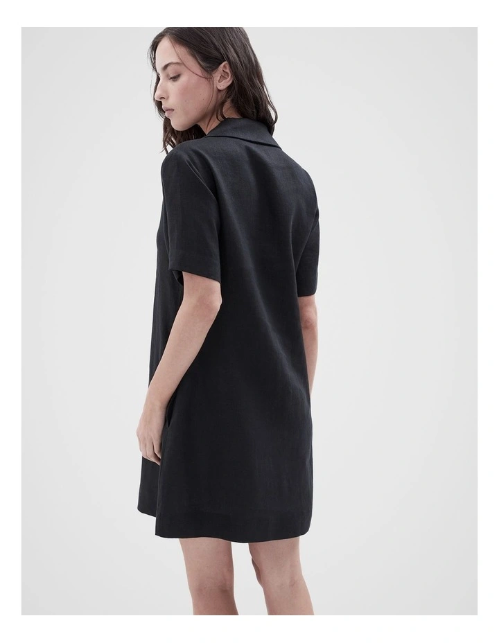 Collared Button Through Dress in Black image 2