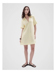 Collared Linen Dress in Yellow