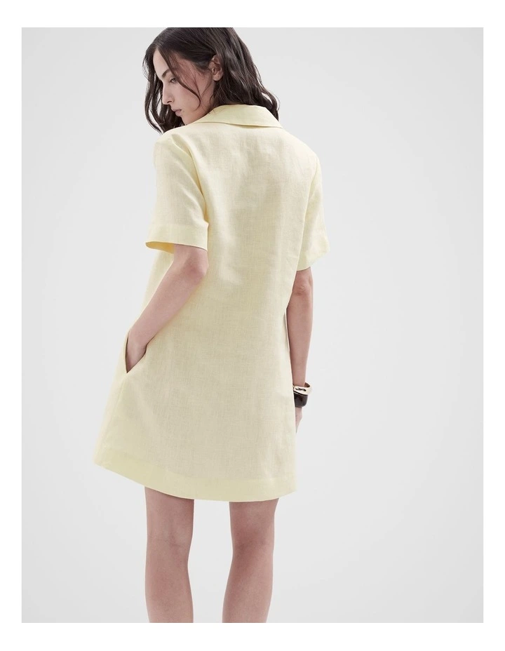 Collared Linen Dress in Yellow image 2