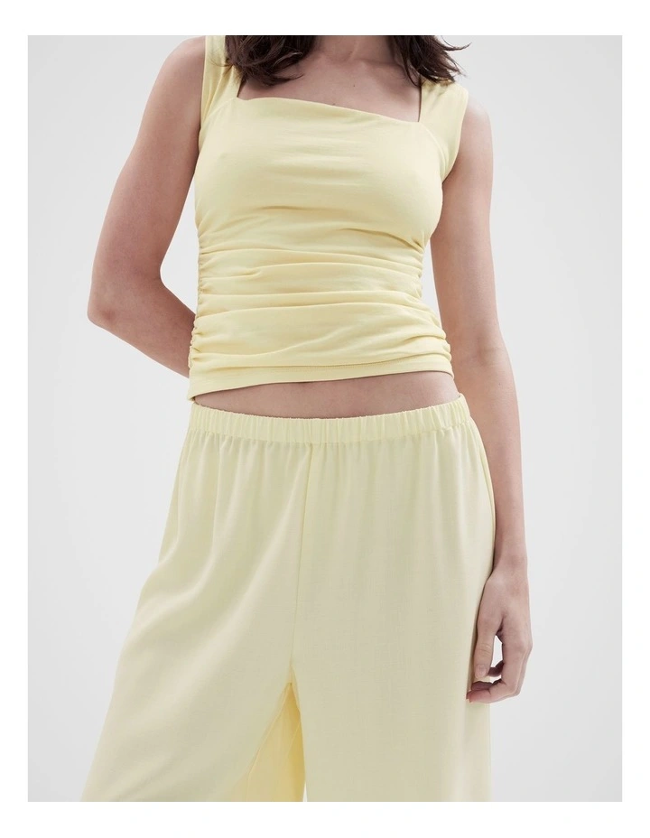 Textured Pull On Pant in Yellow image 3