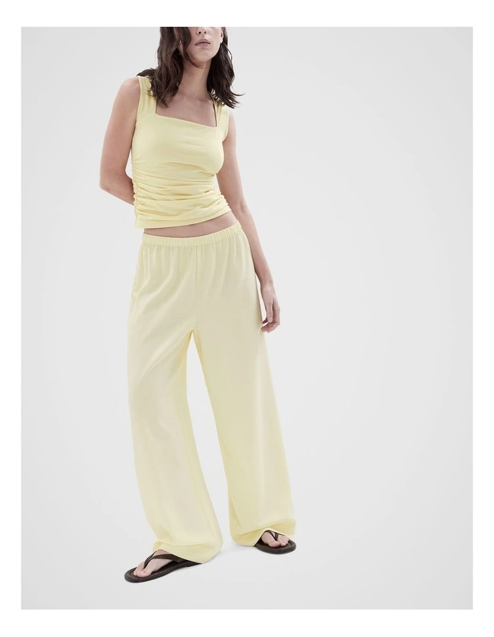 Textured Pull On Pant in Yellow image 4