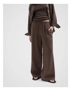 Essential Linen Wide Leg Pant in Mocha