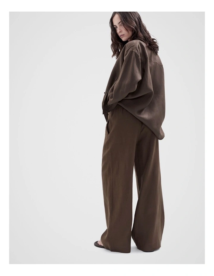Essential Linen Wide Leg Pant in Mocha image 2