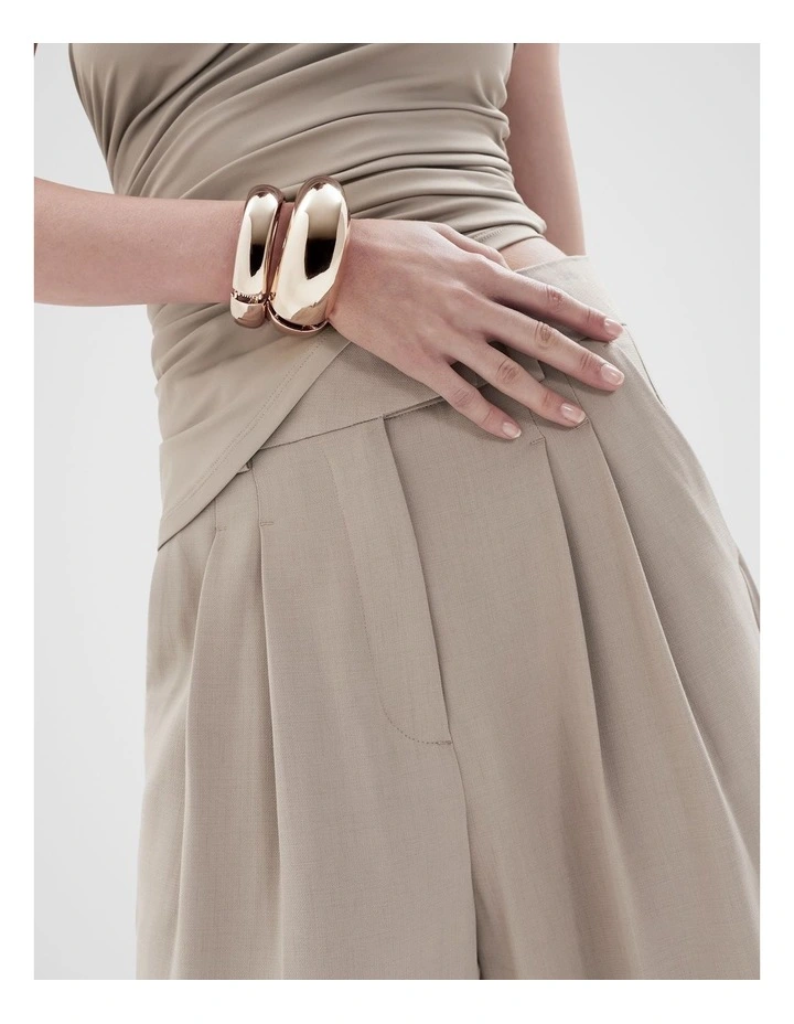 Tailored Pleat Front Pant in Mink image 3