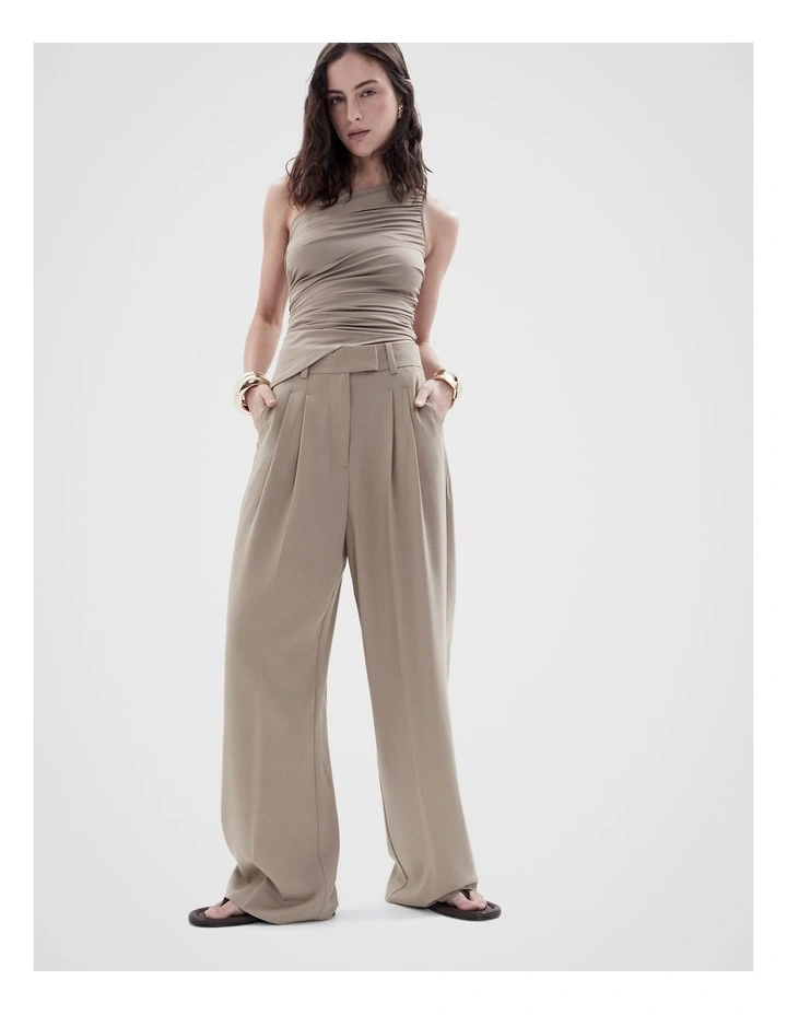 Tailored Pleat Front Pant in Mink image 4