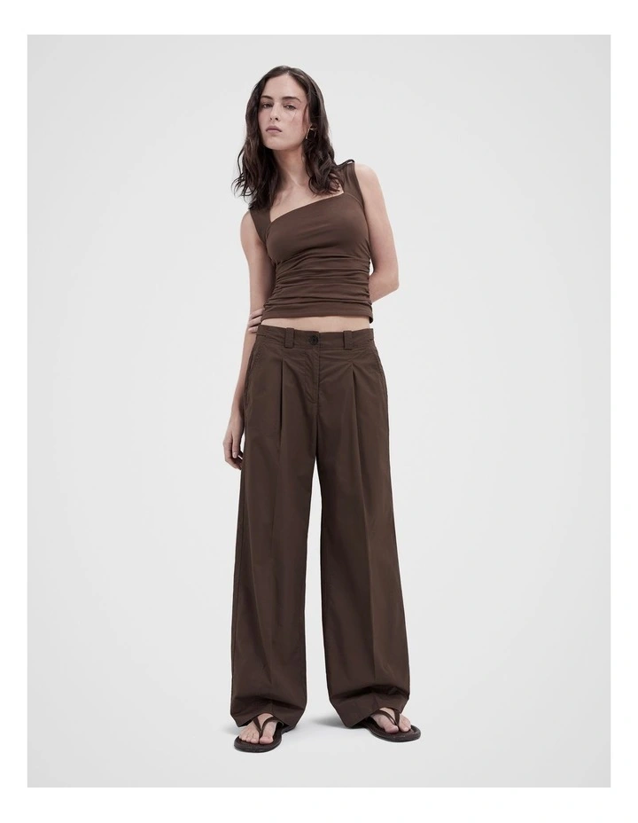 Cotton Pleat Front Pant in Mocha image 4