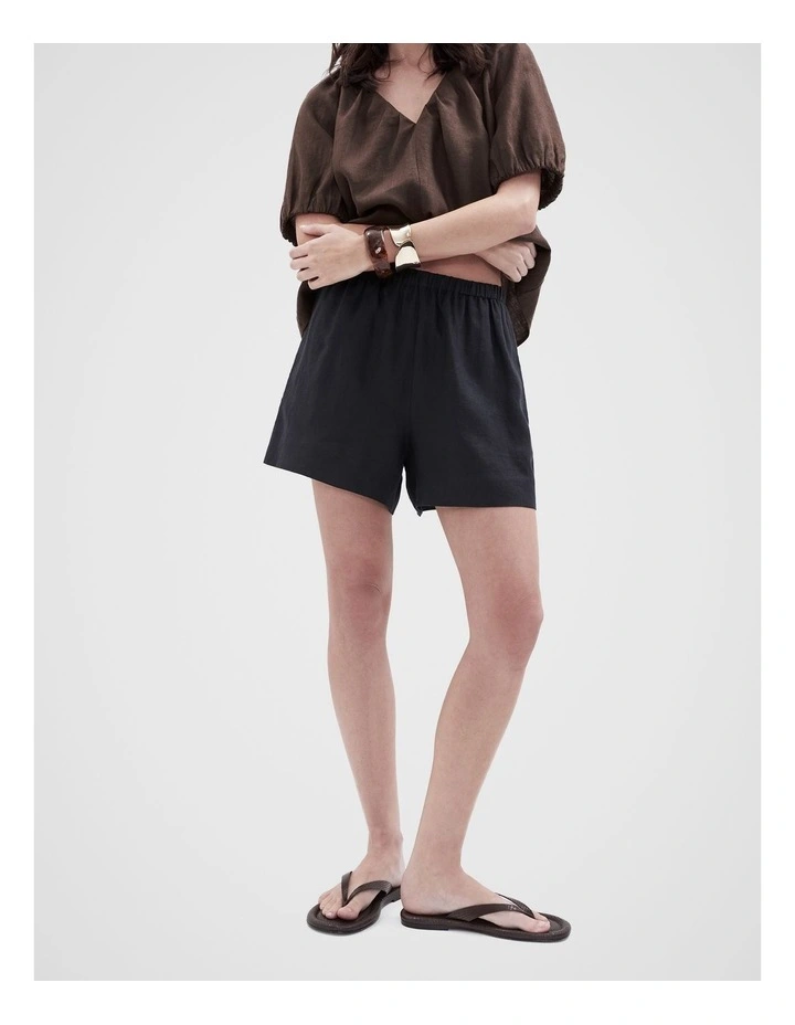Essential Linen Short in Black image 1