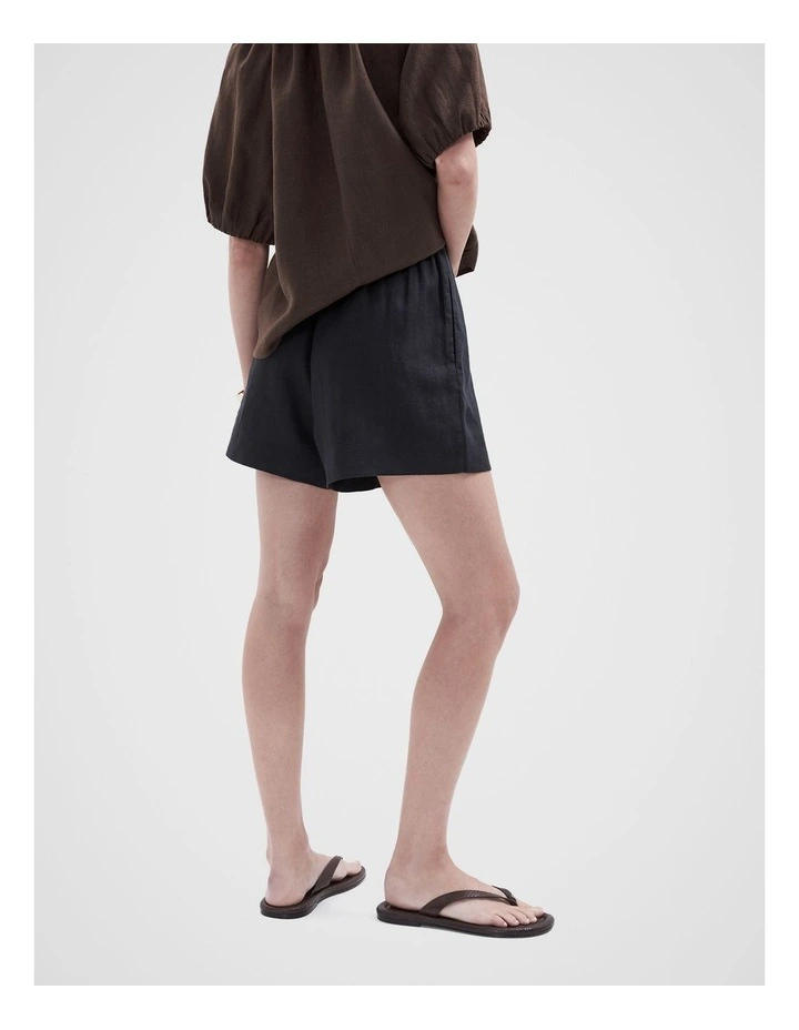 Essential Linen Short in Black image 2