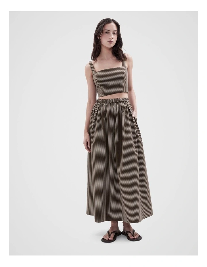 Stripe Cotton Crop Top in Mocha image 4