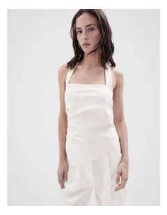 Linen Halter Top in White