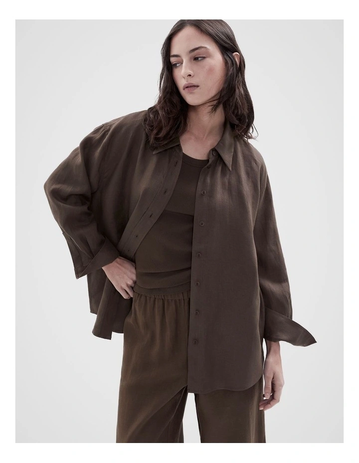 The Classic Oversized Linen Shirt in Brown image 1