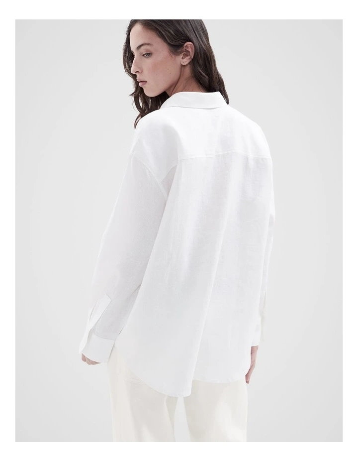 The Classic Oversized Linen Shirt in White image 2