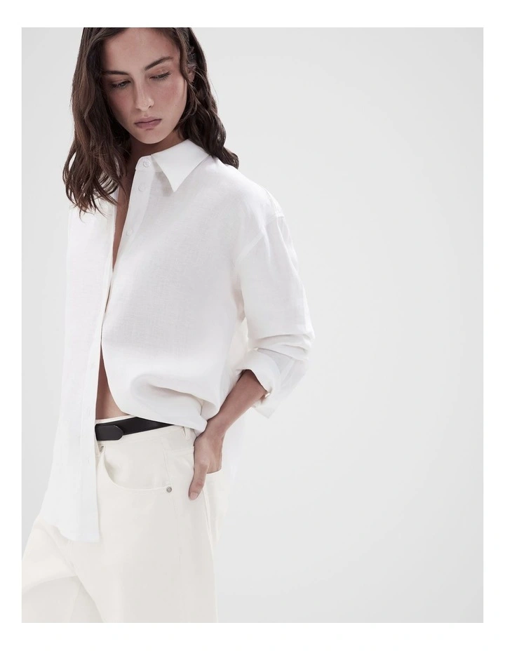 The Classic Oversized Linen Shirt in White image 3