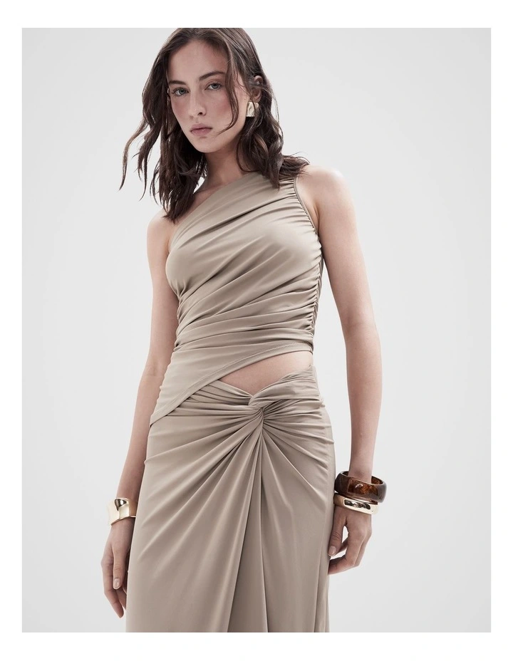 Twist Detail Skirt in Mink image 3