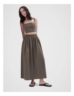 Gathered Full Skirt in Brown