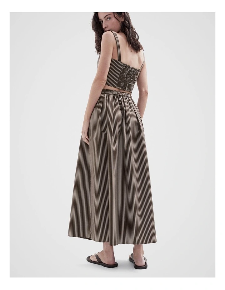 Gathered Full Skirt in Brown image 2