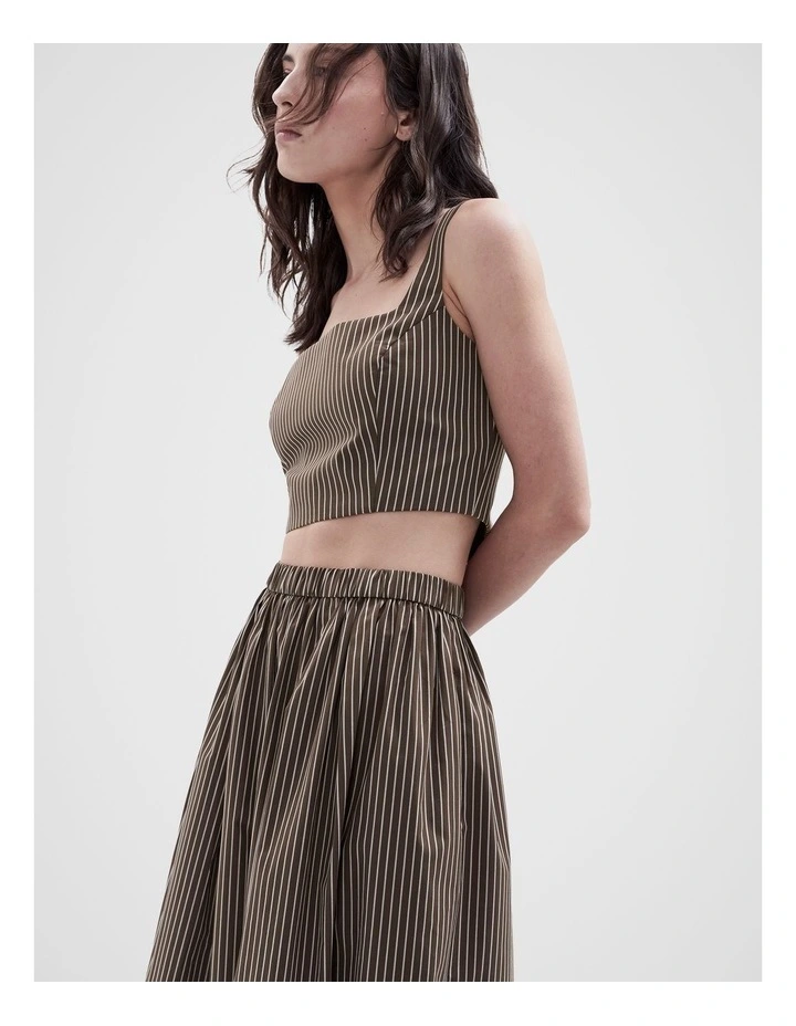 Gathered Full Skirt in Brown image 3