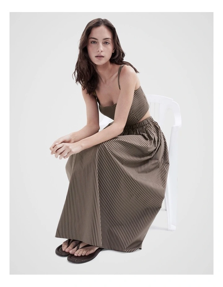 Gathered Full Skirt in Brown image 4