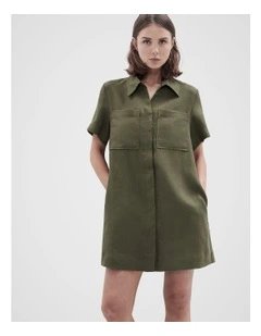 Collared Linen Utility Dress
