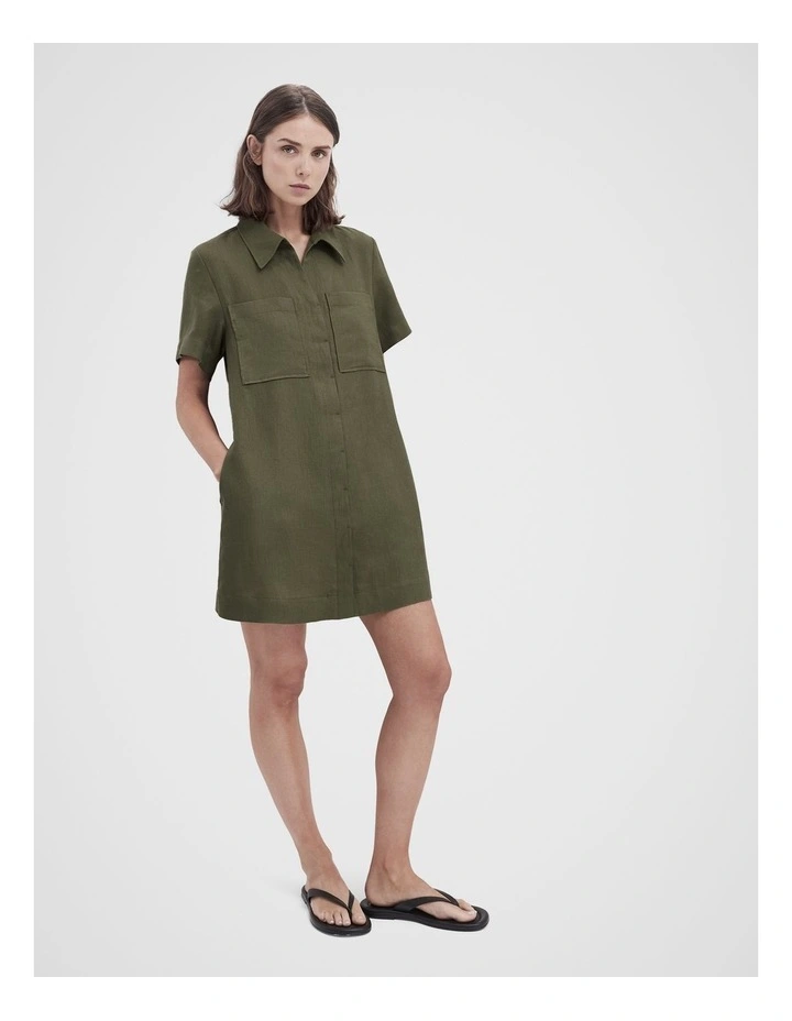 Collared Linen Utility Dress image 3