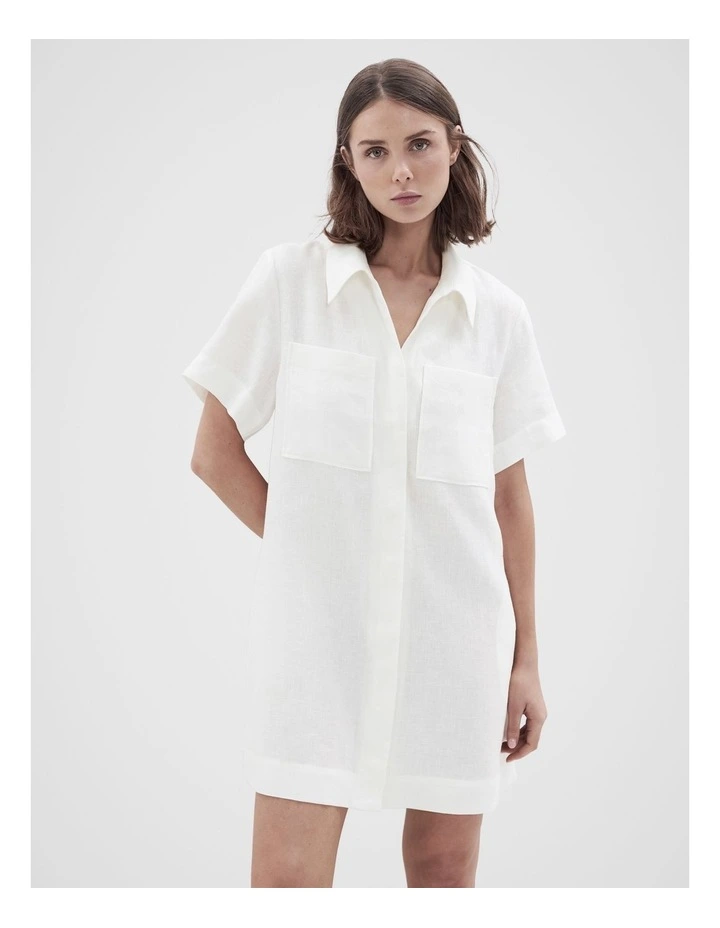 Collared Linen Utility Dress image 1