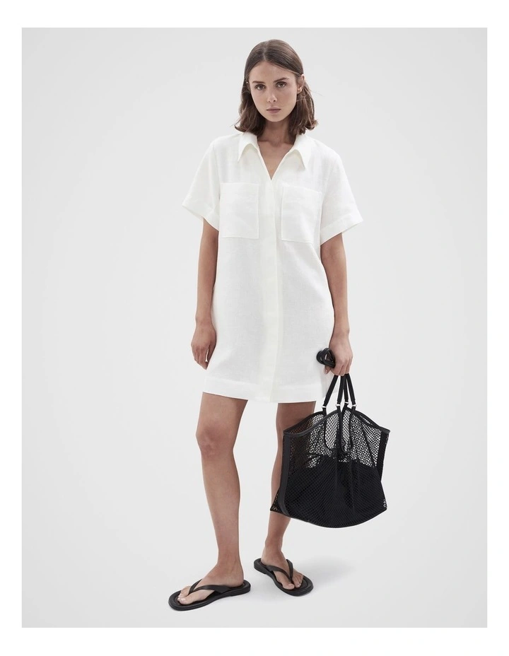 Collared Linen Utility Dress image 4