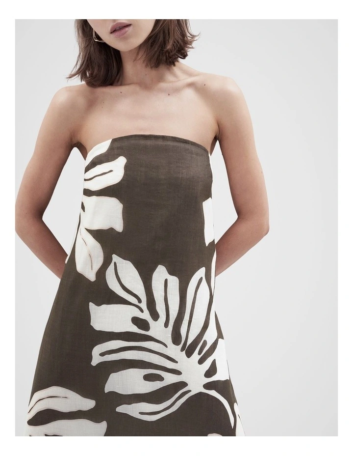 Strapless Ramie Maxi Dress in Brown image 4