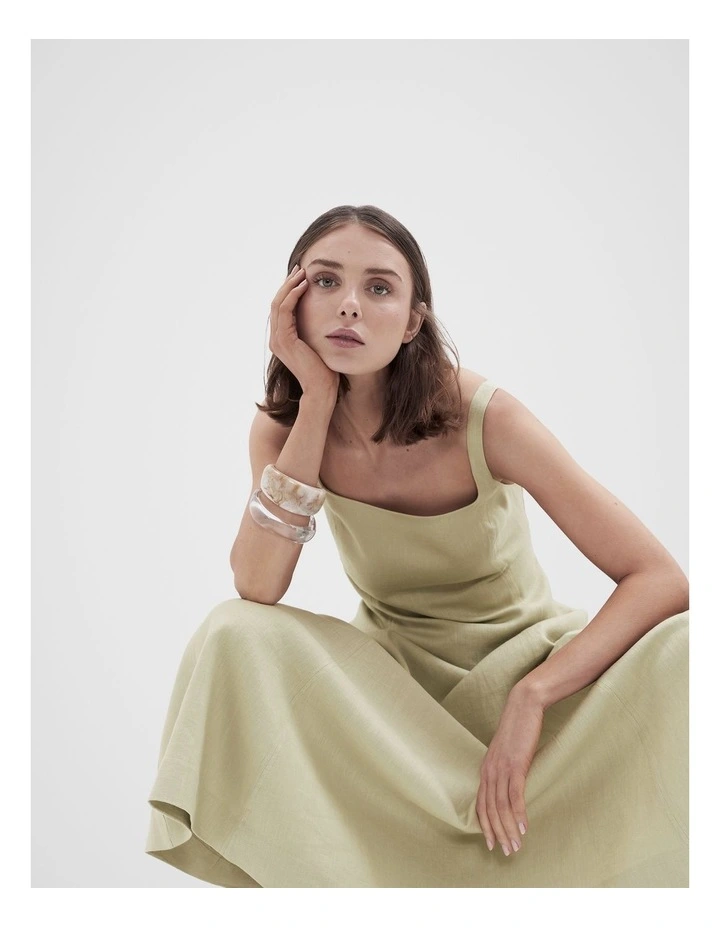 Linen Balconette Midi Dress image 3