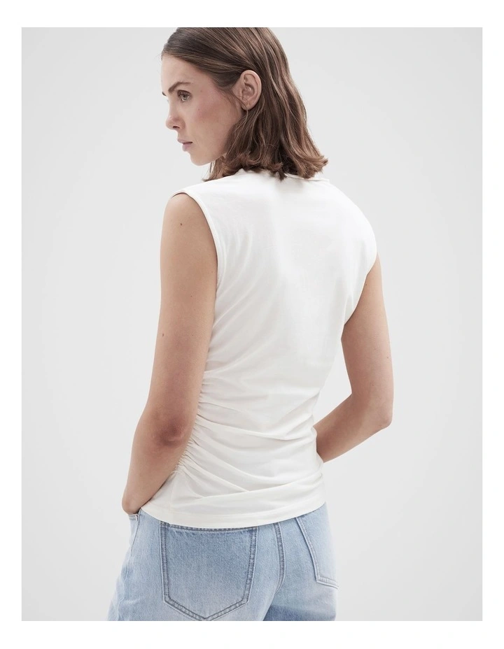 Aus Cotton Ruched Top in White image 2