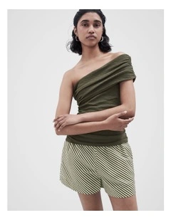Textured One Shoulder Top