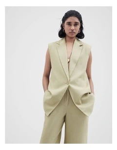 Sleeveless Linen Blazer