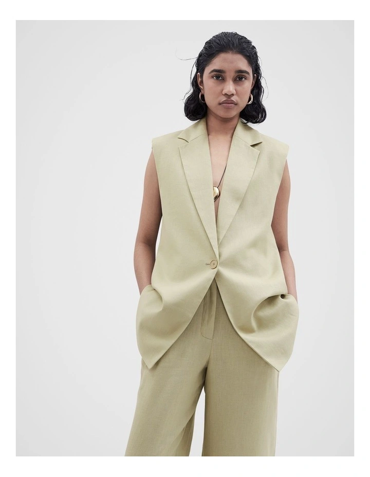 Sleeveless Linen Blazer image 1