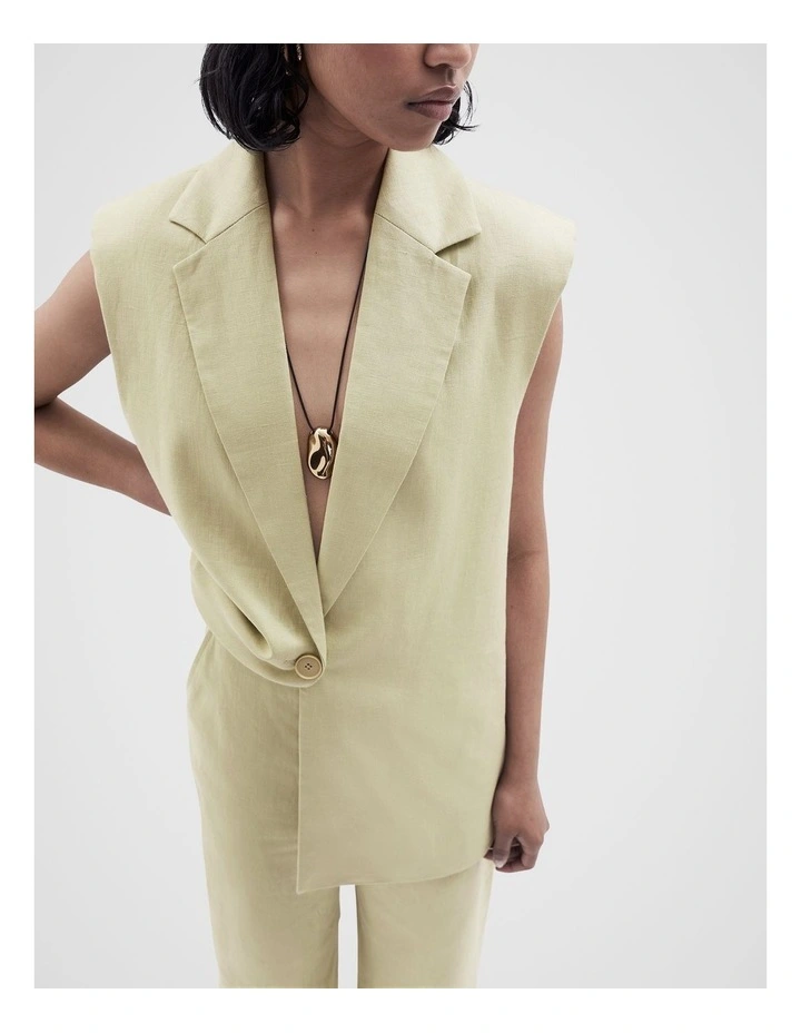 Sleeveless Linen Blazer image 3