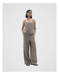 Linen Pant in Brown Multi