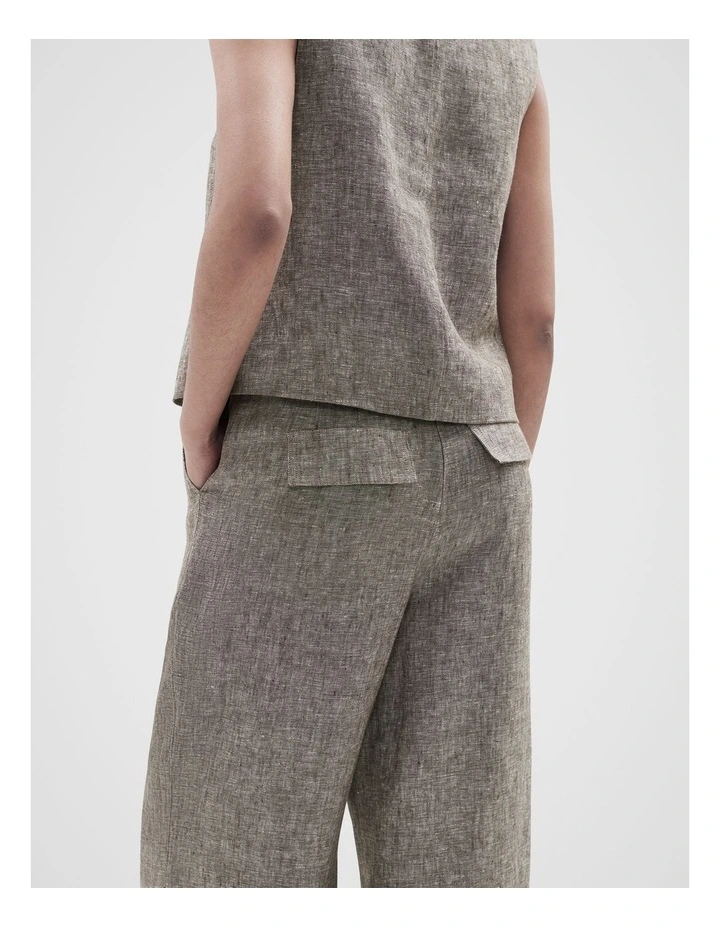 Linen Pant in Brown Multi image 2